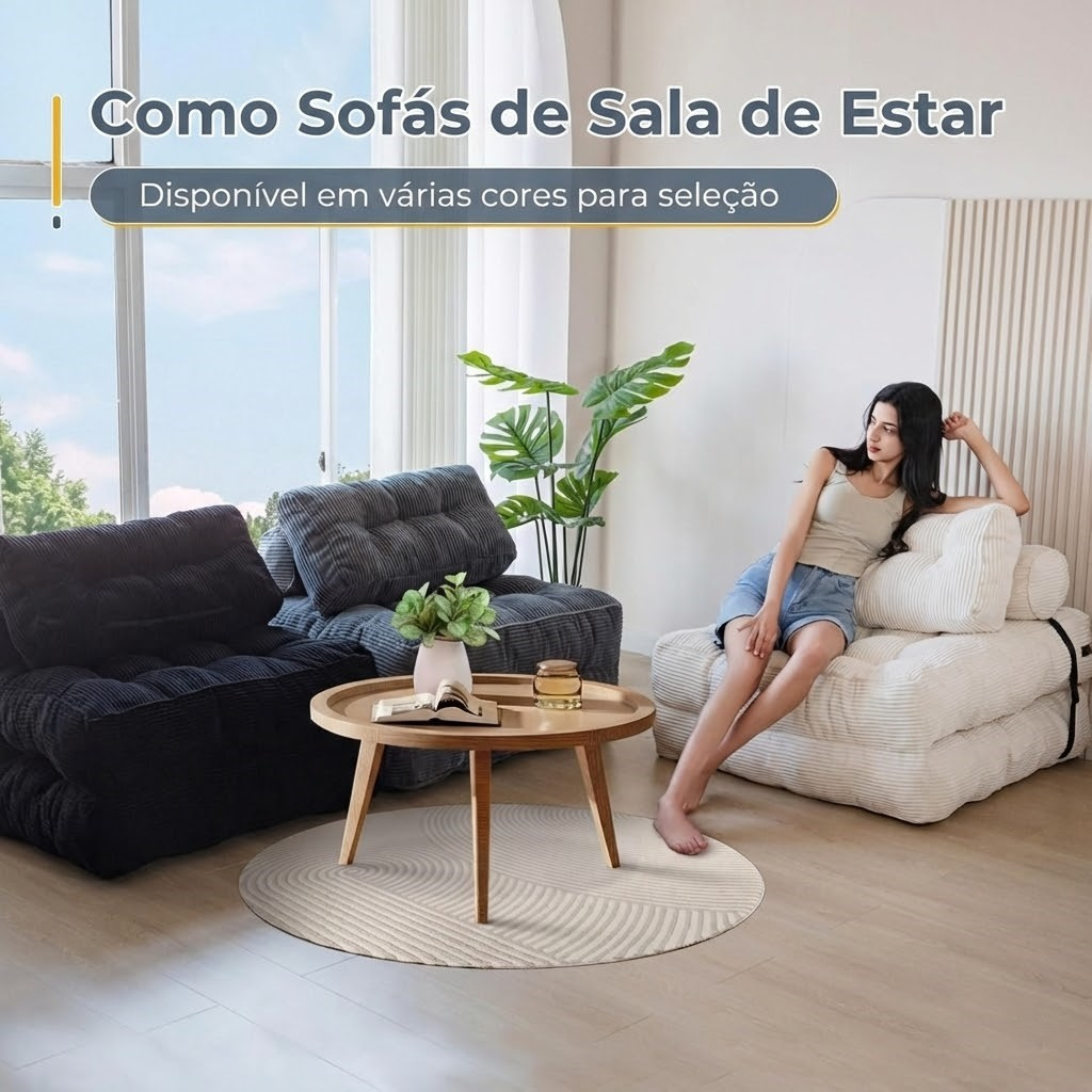 Poltrona Dobrável 2 em 1 com Colchão e Apoio para Costas