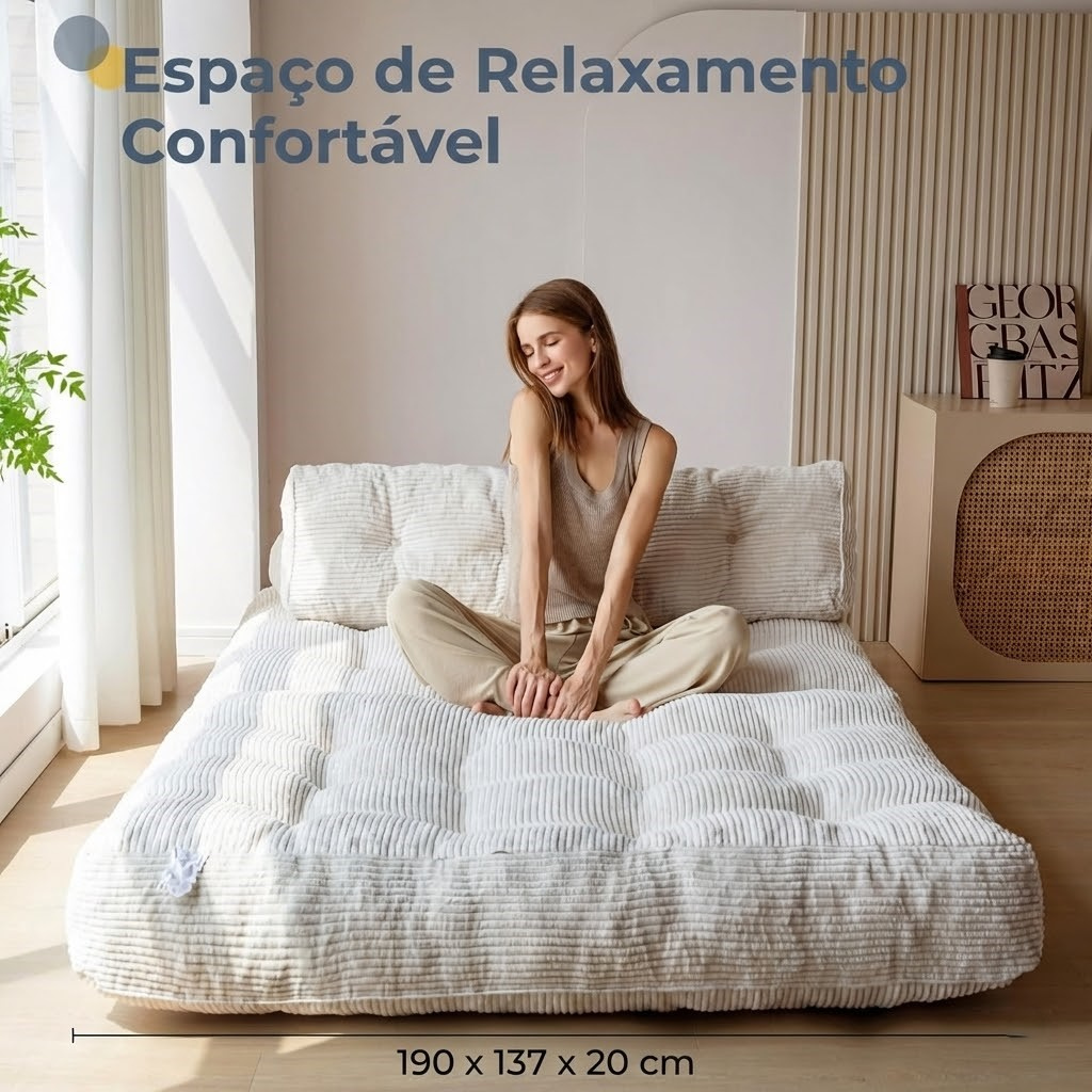 Poltrona Dobrável 2 em 1 com Colchão e Apoio para Costas