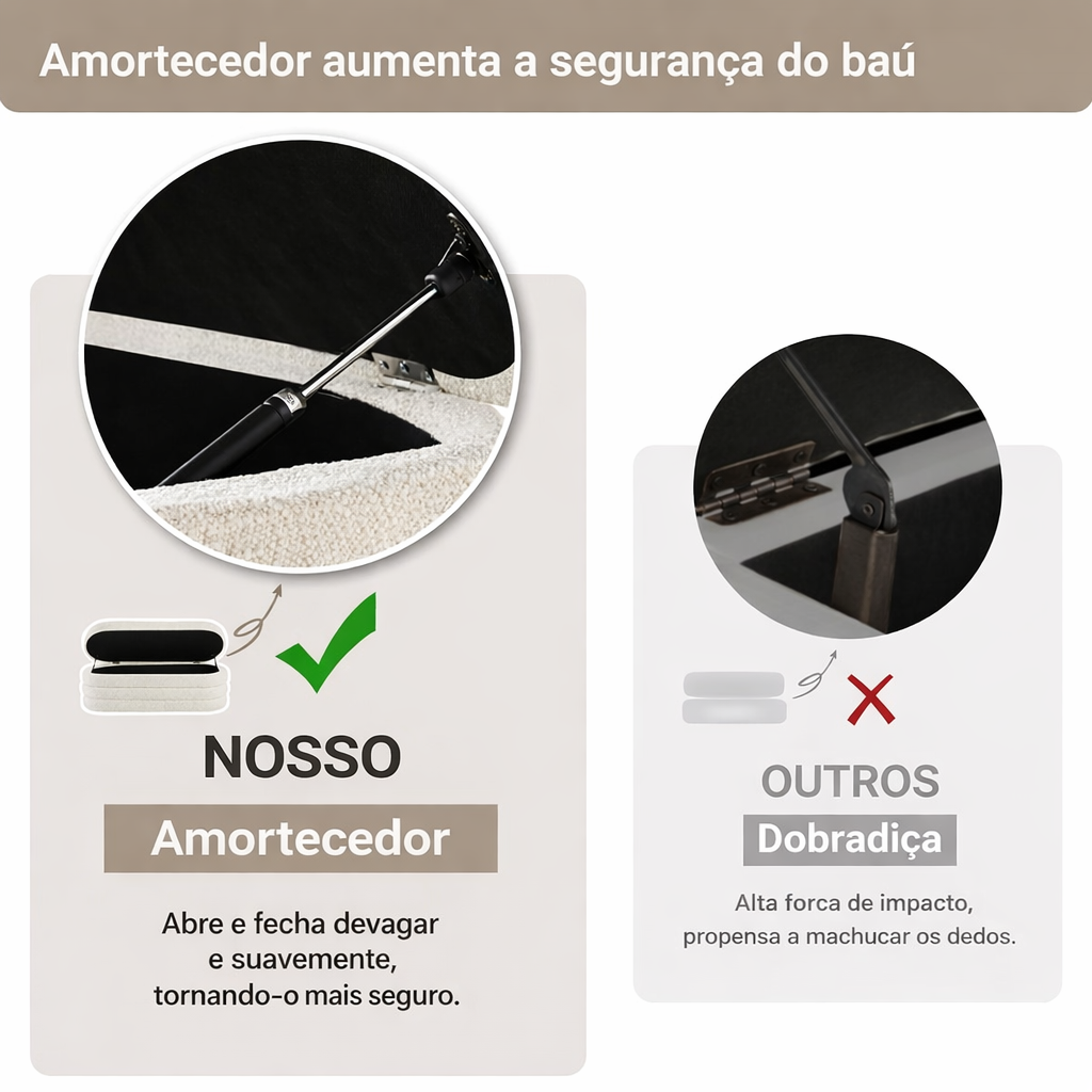 Banco com Baú Estofado para Quarto, Sala ou Hall de Entrada