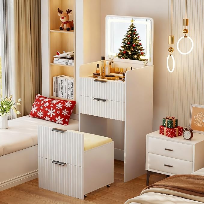 Penteadeira Compacta 3 em 1 com Espelho Iluminado