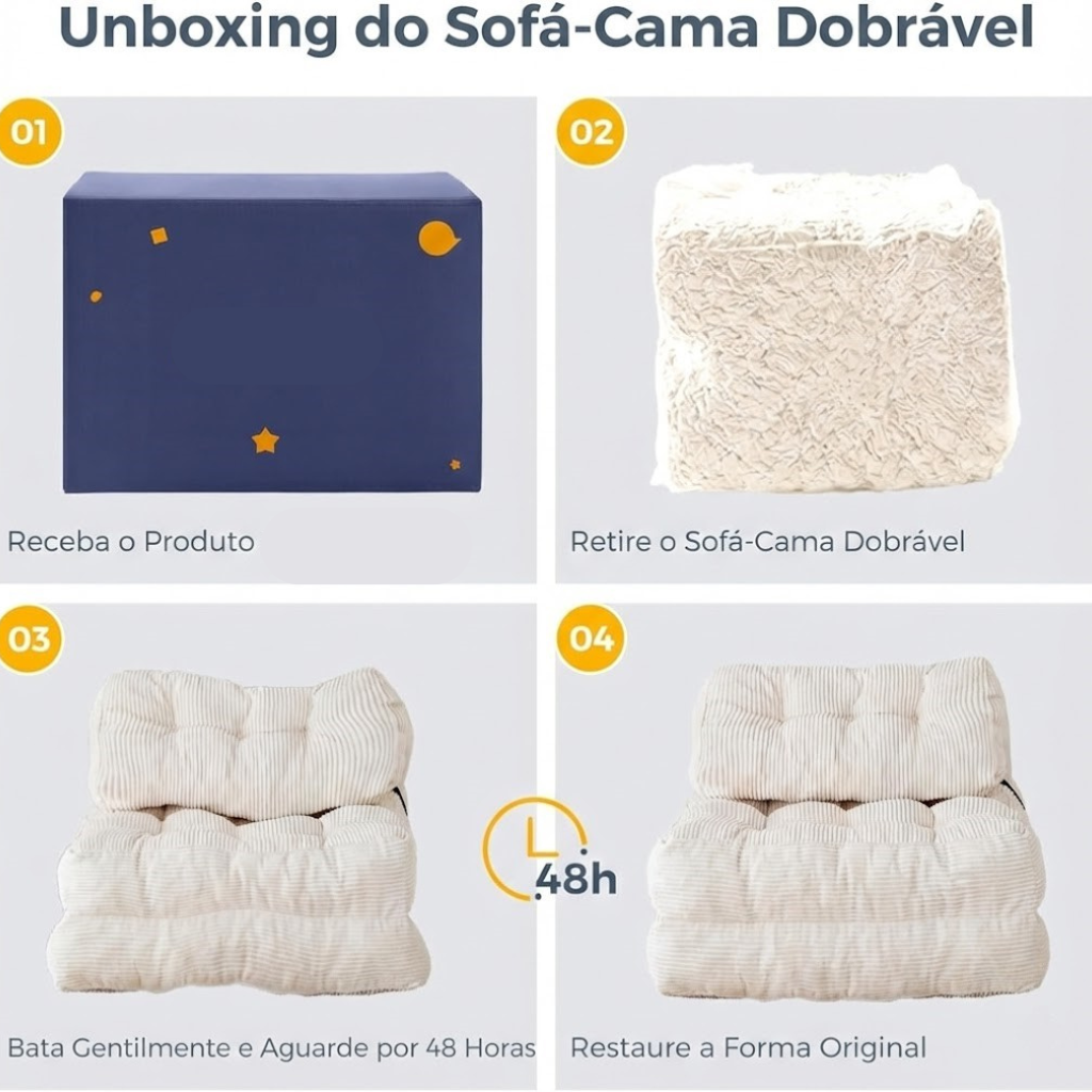 Poltrona Dobrável 2 em 1 com Colchão e Apoio para Costas