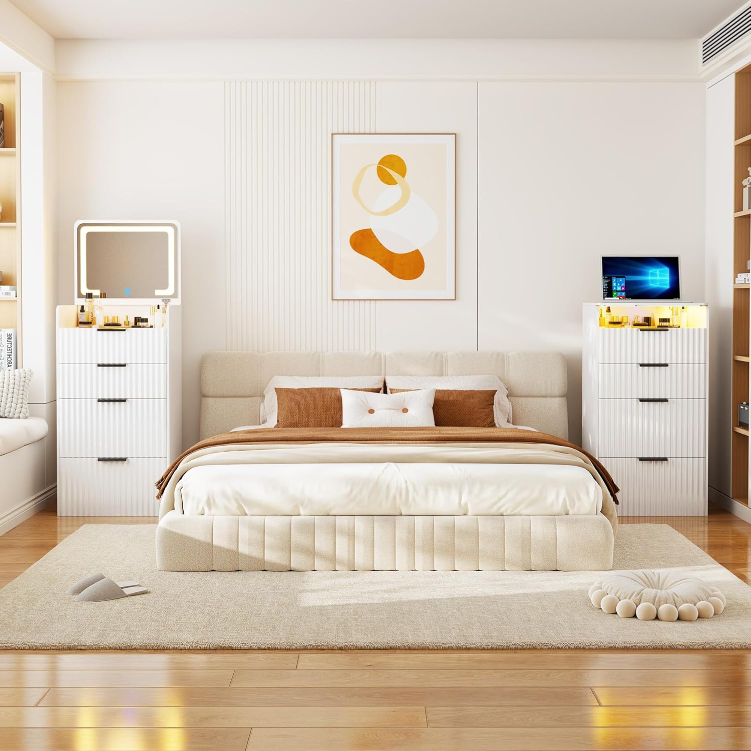 Penteadeira Compacta 3 em 1 com Espelho Iluminado