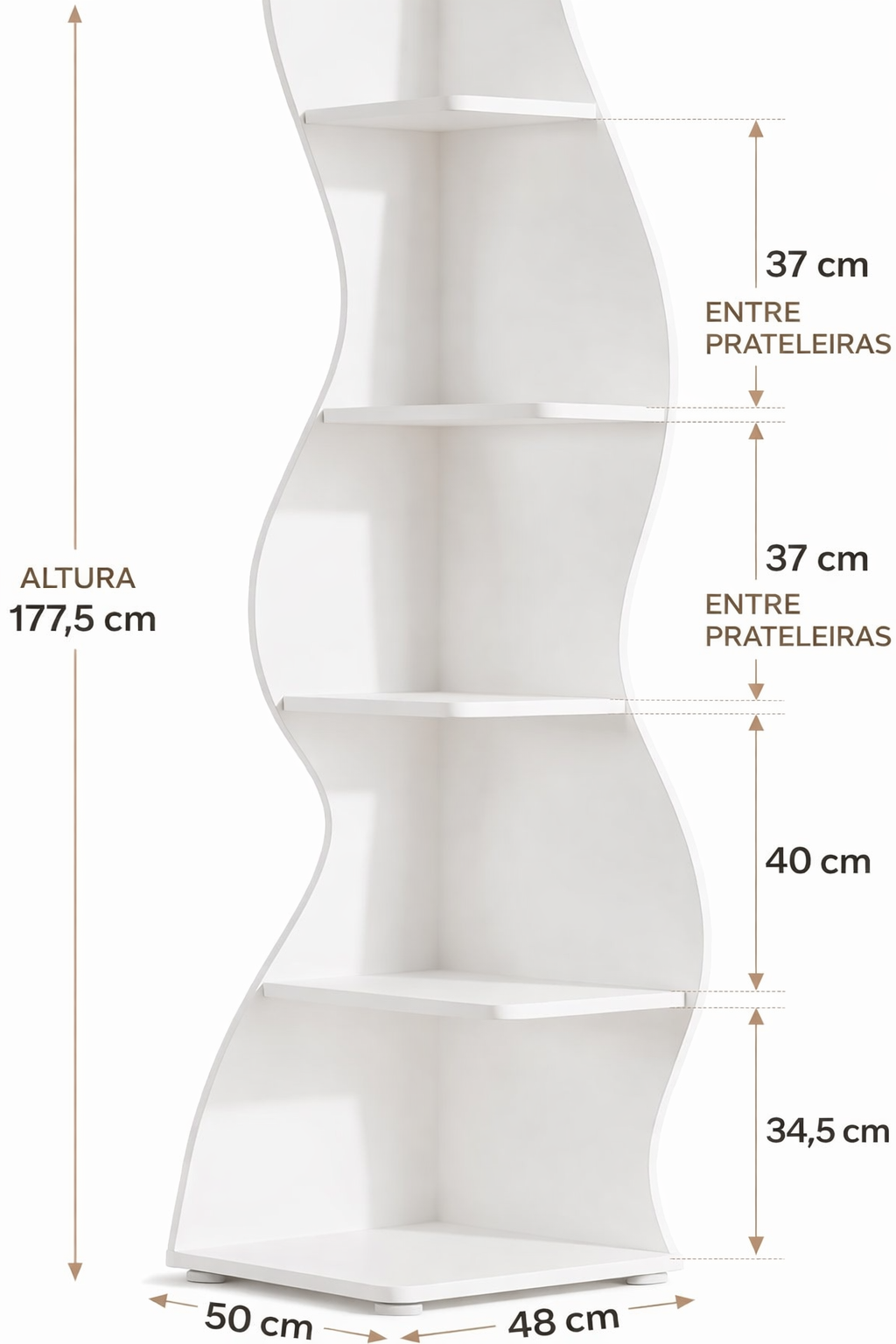 Estante de Canto Ondulada 5 Nichos com Design Moderno
