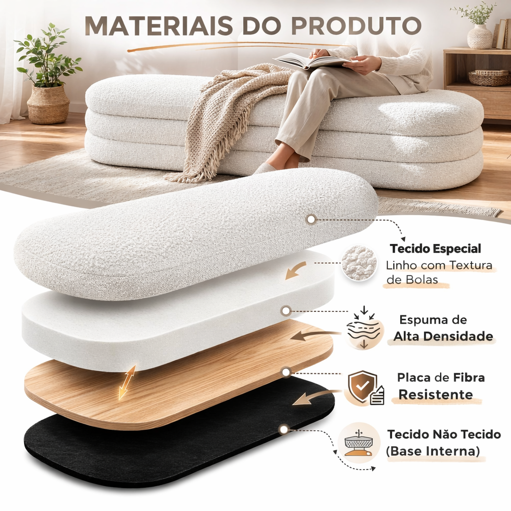 Banco com Baú Estofado para Quarto, Sala ou Hall de Entrada