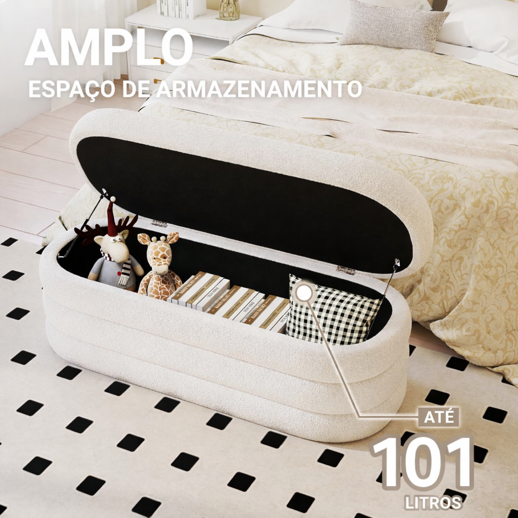 Banco com Baú Estofado para Quarto, Sala ou Hall de Entrada